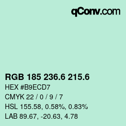 カラーコード: RGB 185 236.6 215.6 | qconv.com