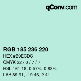 カラーコード: RGB 185 236 220 | qconv.com