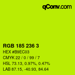 Color code: RGB 185 236 3 | qconv.com