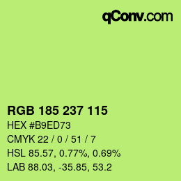 Color code: RGB 185 237 115 | qconv.com