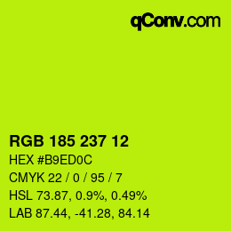 Color code: RGB 185 237 12 | qconv.com