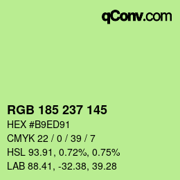 Color code: RGB 185 237 145 | qconv.com