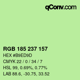 Color code: RGB 185 237 157 | qconv.com