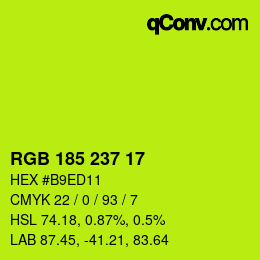 Color code: RGB 185 237 17 | qconv.com