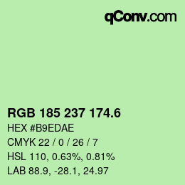 カラーコード: RGB 185 237 174.6 | qconv.com