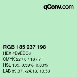 Color code: RGB 185 237 198 | qconv.com