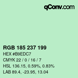 Color code: RGB 185 237 199 | qconv.com