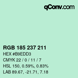 Color code: RGB 185 237 211 | qconv.com