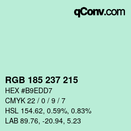 Color code: RGB 185 237 215 | qconv.com