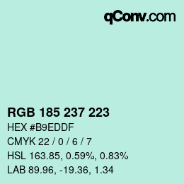 カラーコード: RGB 185 237 223 | qconv.com