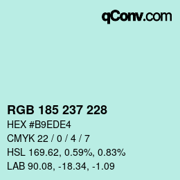 Color code: RGB 185 237 228 | qconv.com