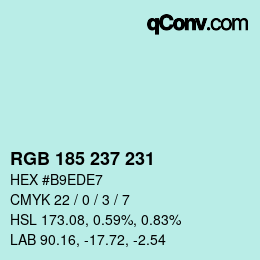 Color code: RGB 185 237 231 | qconv.com