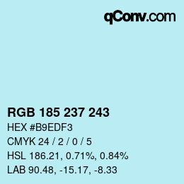 Color code: RGB 185 237 243 | qconv.com