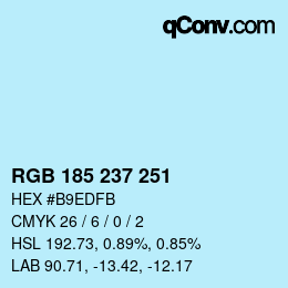 Color code: RGB 185 237 251 | qconv.com