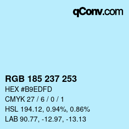 Color code: RGB 185 237 253 | qconv.com
