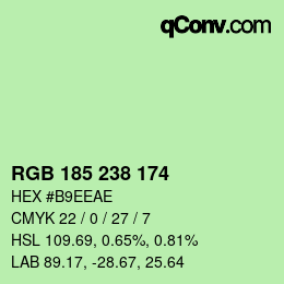 Color code: RGB 185 238 174 | qconv.com