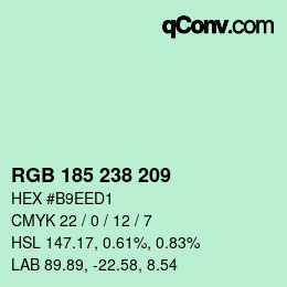 Color code: RGB 185 238 209 | qconv.com