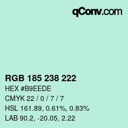 Color code: RGB 185 238 222 | qconv.com