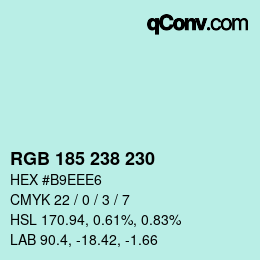 Color code: RGB 185 238 230 | qconv.com