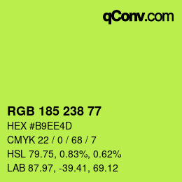 Color code: RGB 185 238 77 | qconv.com