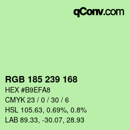 Color code: RGB 185 239 168 | qconv.com