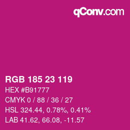 Color code: RGB 185 23 119 | qconv.com
