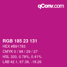 Color code: RGB 185 23 131 | qconv.com