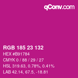 Color code: RGB 185 23 132 | qconv.com