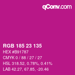 Color code: RGB 185 23 135 | qconv.com