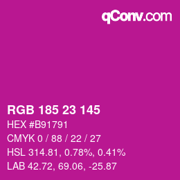 Color code: RGB 185 23 145 | qconv.com