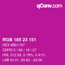 Color code: RGB 185 23 151 | qconv.com