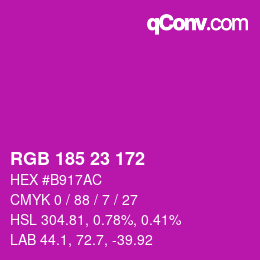 Color code: RGB 185 23 172 | qconv.com