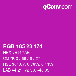 カラーコード: RGB 185 23 174 | qconv.com