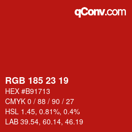 Color code: RGB 185 23 19 | qconv.com