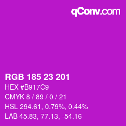 Color code: RGB 185 23 201 | qconv.com