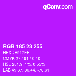Color code: RGB 185 23 255 | qconv.com