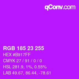 Color code: RGB 185 23 255 | qconv.com