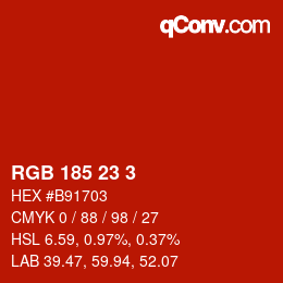 Color code: RGB 185 23 3 | qconv.com