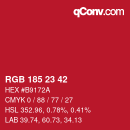 Color code: RGB 185 23 42 | qconv.com