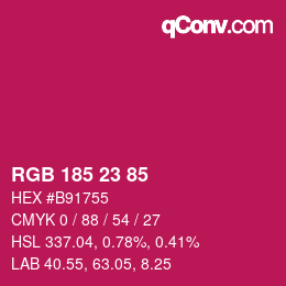 カラーコード: RGB 185 23 85 | qconv.com