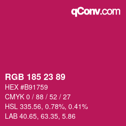 Color code: RGB 185 23 89 | qconv.com