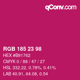 Color code: RGB 185 23 98 | qconv.com