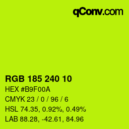 Color code: RGB 185 240 10 | qconv.com