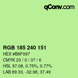 Color code: RGB 185 240 151 | qconv.com