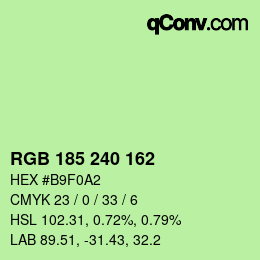 カラーコード: RGB 185 240 162 | qconv.com