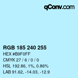 Color code: RGB 185 240 255 | qconv.com