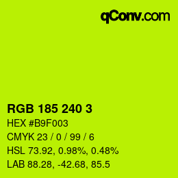 Color code: RGB 185 240 3 | qconv.com