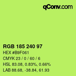 Color code: RGB 185 240 97 | qconv.com