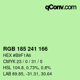 カラーコード: RGB 185 241 166 | qconv.com