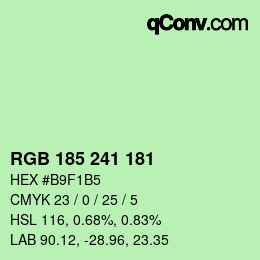 Color code: RGB 185 241 181 | qconv.com